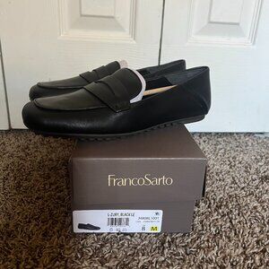 Franco Sarto L-Zury Black Leather Loafers Size 8 New